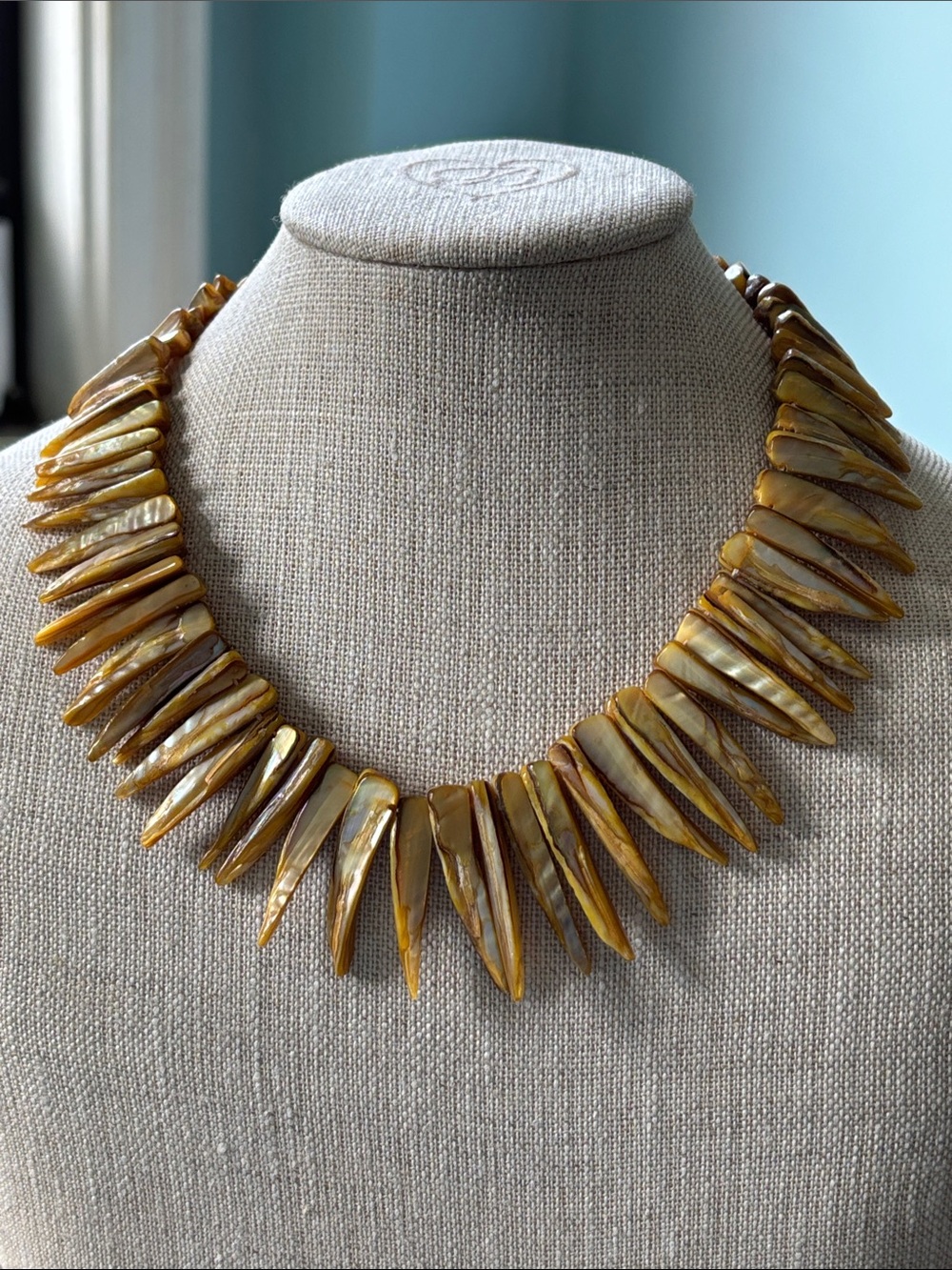 🟠Vintage MOP & Abalone Spiky Choker Necklace NWOT 16 1/4”
